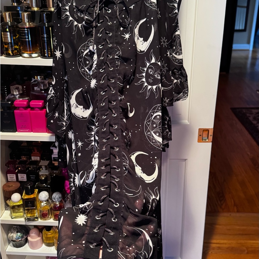 Killstar whimsigoth Black and White Celestial Dress - Picture 3 of 4